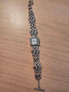 Brighton Rosarita Watch Retired Vintage Silver Plated Celtic Ornate Link Toggle
